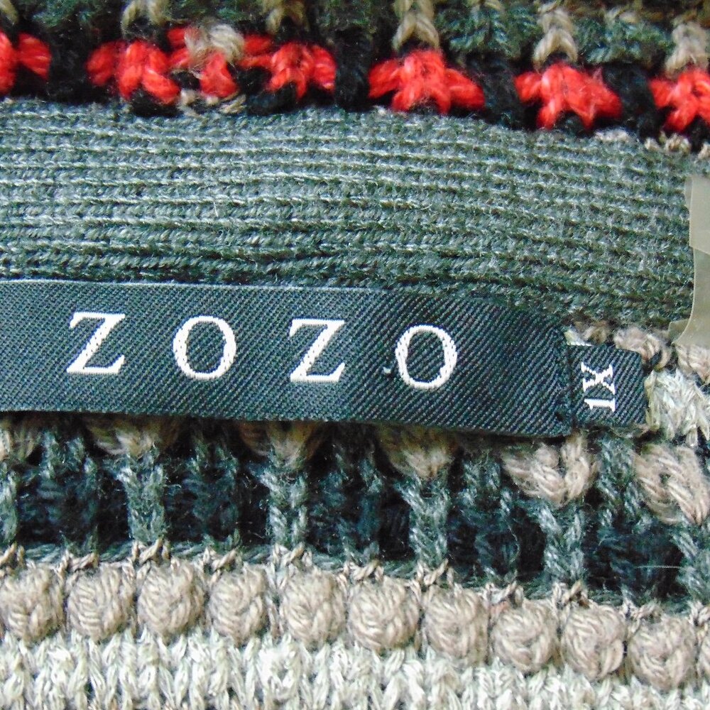 Zozo Red Gray Striped Cotton Blend Long Fringed Cardigan 1X - Picture 11 of 12